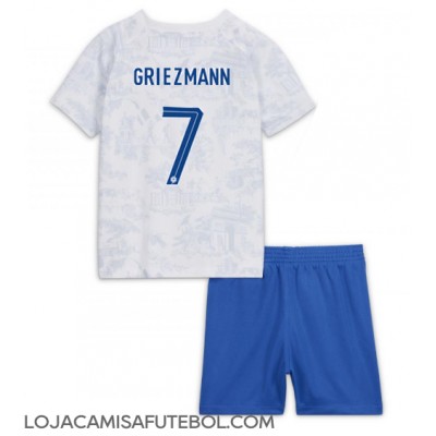 Camisa de Futebol França Antoine Griezmann #7 Equipamento Secundário Infantil Mundo 2022 Manga Curta (+ Calças curtas)